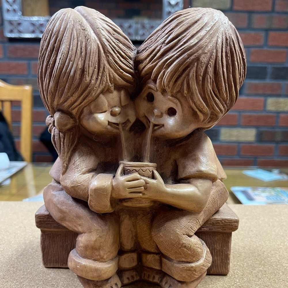 Bill Mack Fannykins "Sharing" 7.5 X 7 X 3.5" Boy & Girl Sharing A Drink